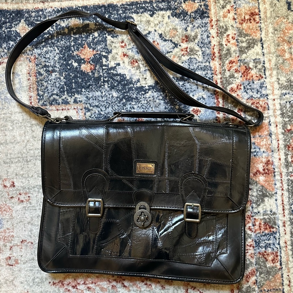 Black leather briefcase